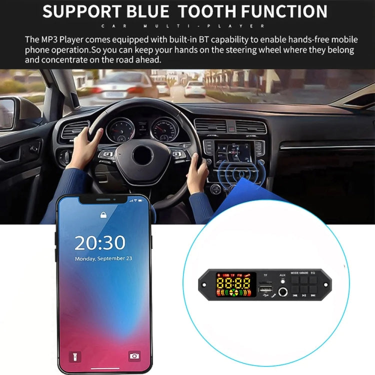 80W 12V Bluetooth MP3 Decoder Board With Power Amplifier Color Screen Call Recording, Model: Silicone Remote Control by buy2fix