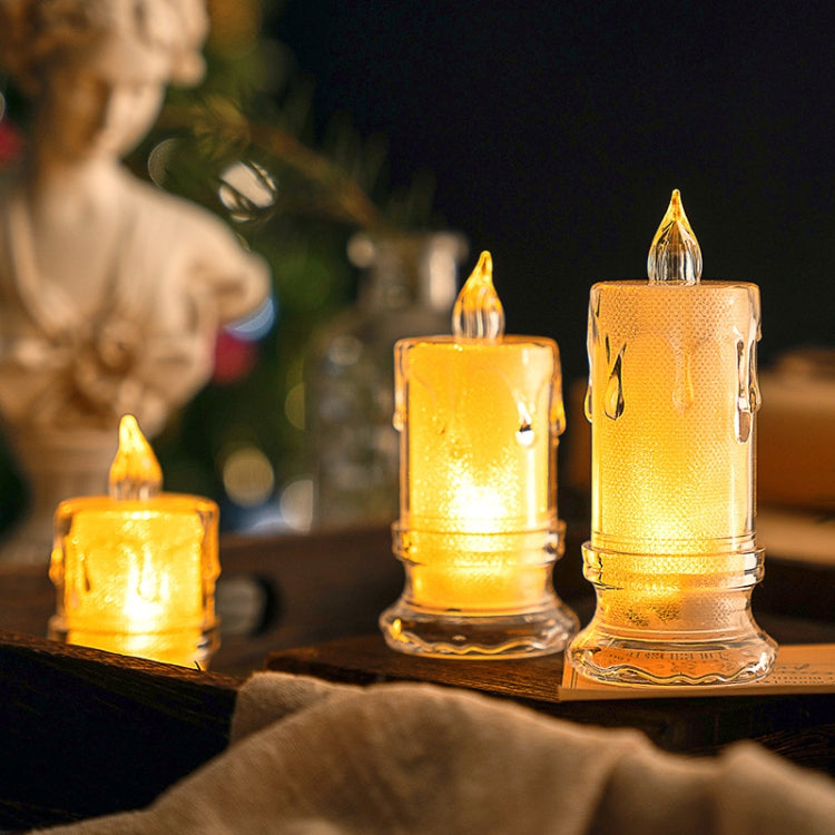 4.7x9.5cm With Base LED Transparent Glowing Candle Lights Simulation Electronic Candle - Holiday Lights by buy2fix | Online Shopping UK | buy2fix