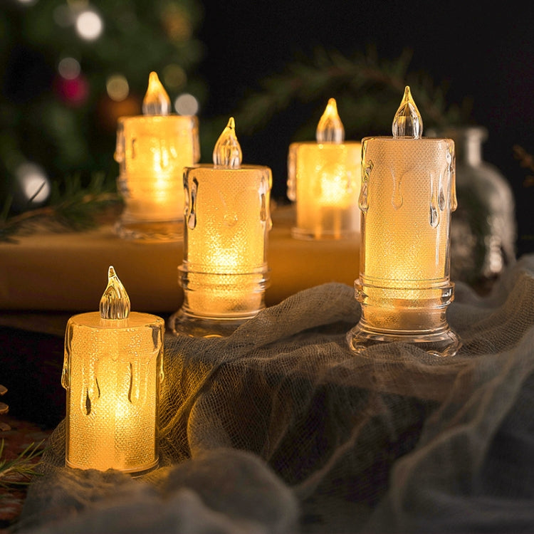 4.7x9.5cm With Base LED Transparent Glowing Candle Lights Simulation Electronic Candle - Holiday Lights by buy2fix | Online Shopping UK | buy2fix