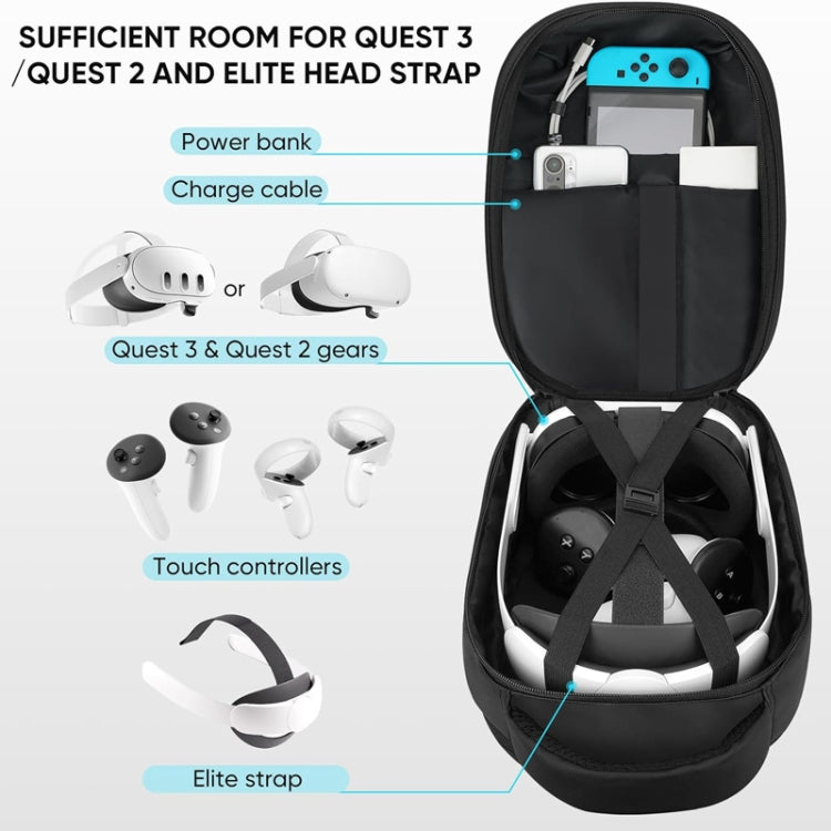 For Meta Quest 3 Hard Suitcase Expandable Capacity Shoulder Backpack - VR Accessories by buy2fix | Online Shopping UK | buy2fix