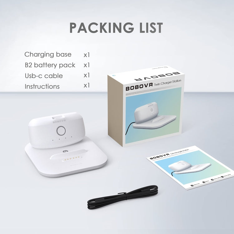 BOBOVR Twin Charger Station Magnetic Charging Dock for Quest 3 Head Strap B2 Battery Pack - VR Accessories by BOBOVR | Online Shopping UK | buy2fix
