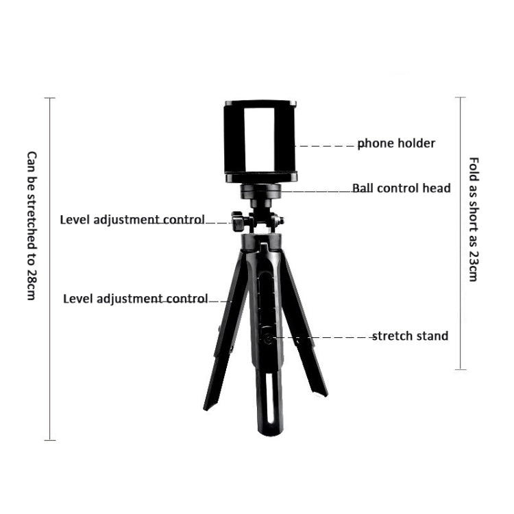 Portable Tabletop Camera Phone Tripod With Ball Head Removable Mini Selfie Tripod(Black) - Stand by buy2fix | Online Shopping UK | buy2fix