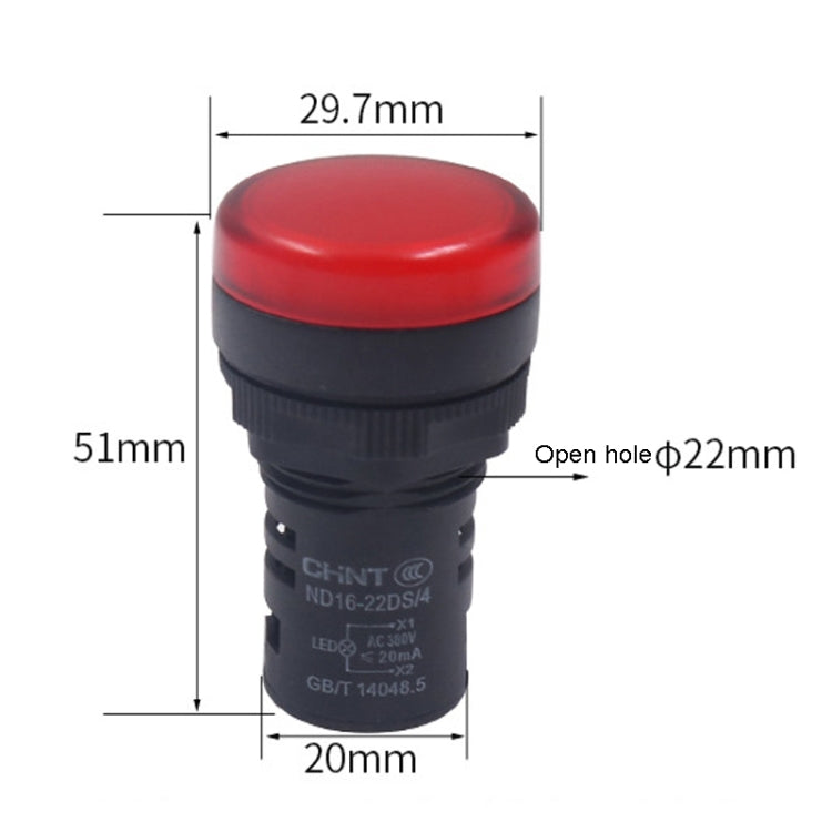 CHINT ND16-22DS LED Signal Light Power AD Indicator Lights, Model: 24V (Red) - Resistor / Diodes by CHINT | Online Shopping UK | buy2fix
