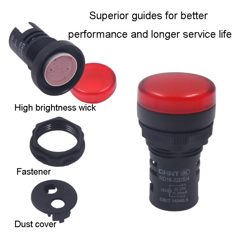 CHINT ND16-22DS LED Signal Light Power AD Indicator Lights, Model: 24V (Red) - Resistor / Diodes by CHINT | Online Shopping UK | buy2fix
