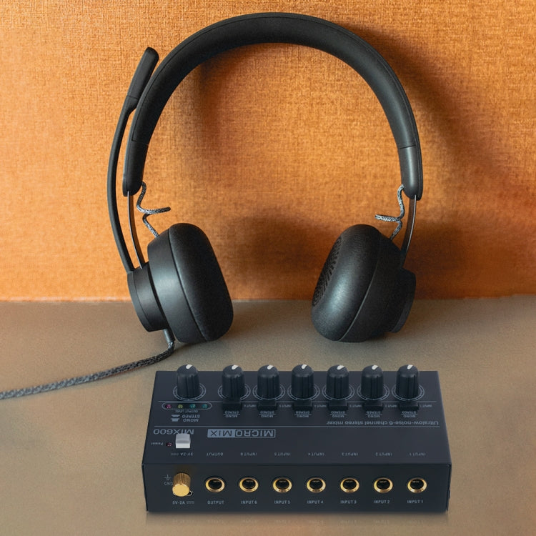Ultra-Compact Low-Noise 6 Channel Stereo Audio Mixer, US Plug(MIX600) - Live Sound Effects Processors by buy2fix | Online Shopping UK | buy2fix