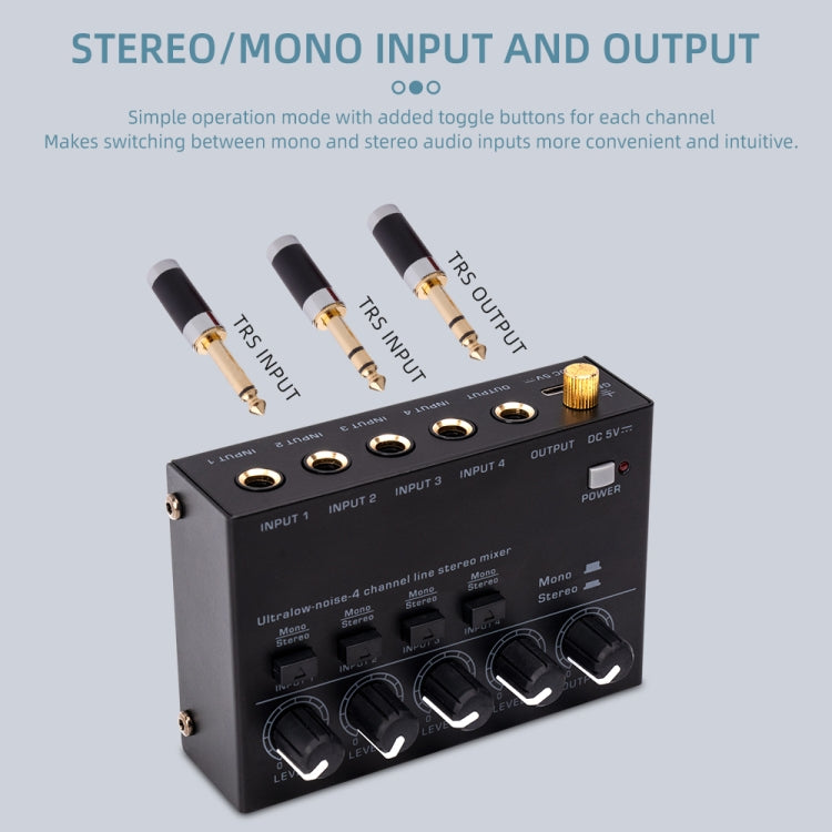 Ultra-compact 4 Channel Stereo Sound Low-noise Mixer For Recording Live Broadcasting, US Plug(MAX400) - Live Sound Effects Processors by buy2fix | Online Shopping UK | buy2fix