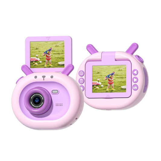 S2 2.4-Inch 180-Degree Flip-Screen 1080P HD Cartoon Children Digital Camera With Stand(Violet) by buy2fix