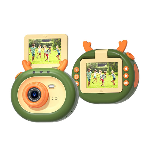 S2 2.4-Inch 180-Degree Flip-Screen 1080P HD Cartoon Children Digital Camera With Stand(Dark Green) by buy2fix