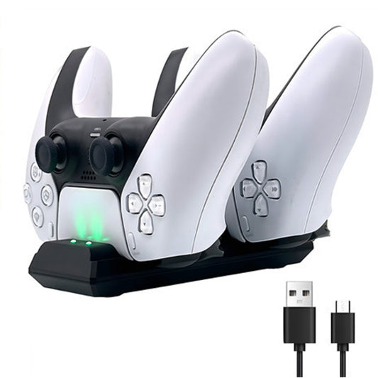 For PS5 Controller Dock Charger Gamepad Dual Port Quick Charger(Black) by buy2fix