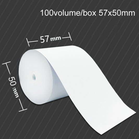 100volume/Box 57x50mm Thermal Paper Take-Out Kitchen Printing Receipt Paper(No Tube Core) by buy2fix