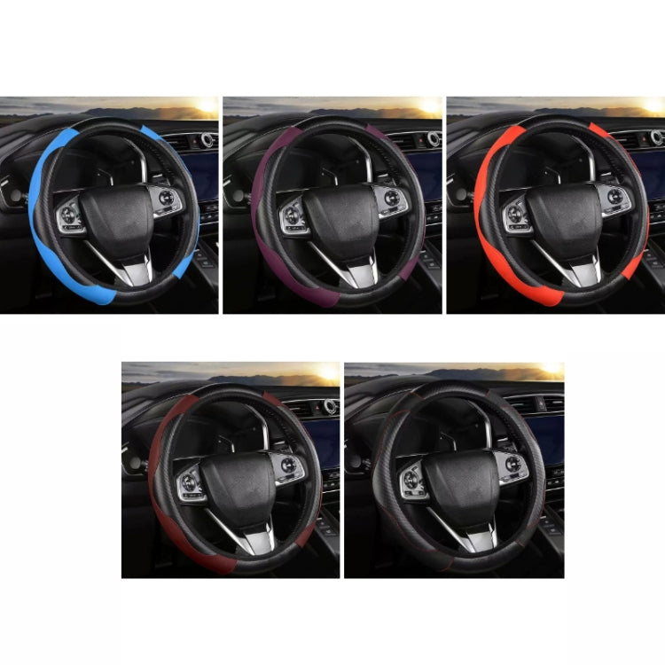 39cm Carbon Fiber Elastic Leather Without Inner Ring Car Steering Wheel Cover, Color: Black - Steering Wheel Accessories by buy2fix | Online Shopping UK | buy2fix