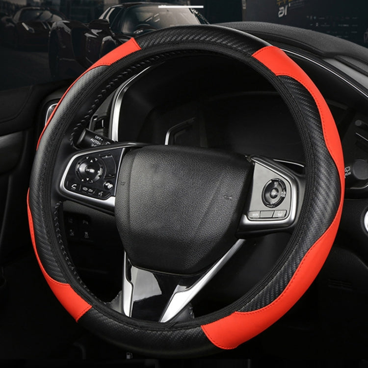 39cm Carbon Fiber Elastic Leather Without Inner Ring Car Steering Wheel Cover, Color: Purple - Steering Wheel Accessories by buy2fix | Online Shopping UK | buy2fix