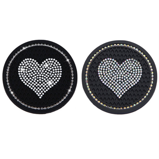 Car Round Love Diamond Honeycomb Anti-slip Coaster(Colorful AB Diamond) by buy2fix