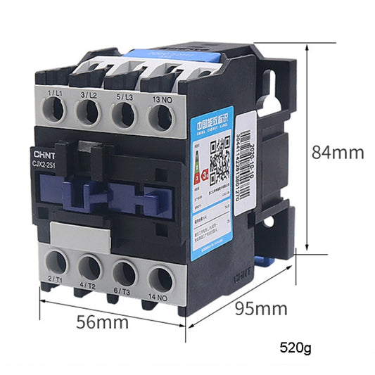 CHNT CJX2-2501 25A 220V Silver Alloy Contacts Multi-Purpose Single-Phase AC Contactor by CHNT