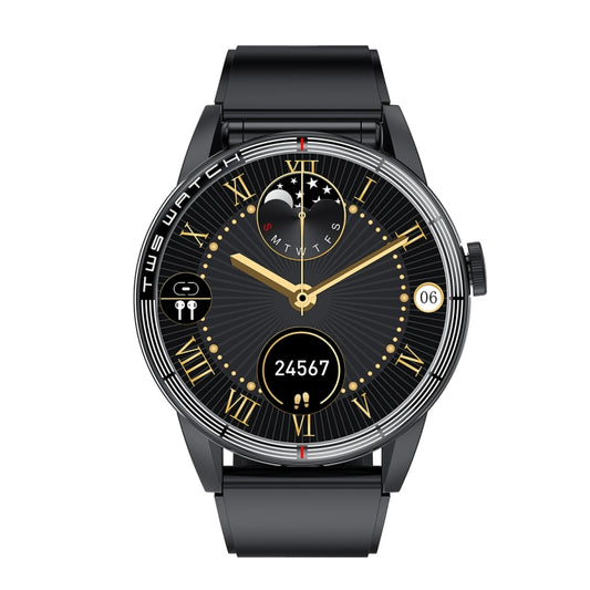 R6 1.32-Inch TWS 2-In-1 Bluetooth Headset Smart Watch, Heart Rate / Blood Oxygen Monitoring(Black Silicon) by buy2fix