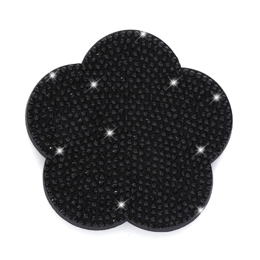 Car-mounted Diamond-filled Plum Blossom Decorated PVC Water Coaster(Black) by buy2fix