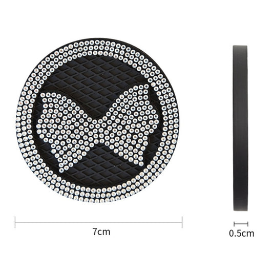 Car Multifunctional Anti-slip Coaster with Diamond Bow Crystal(White) by buy2fix