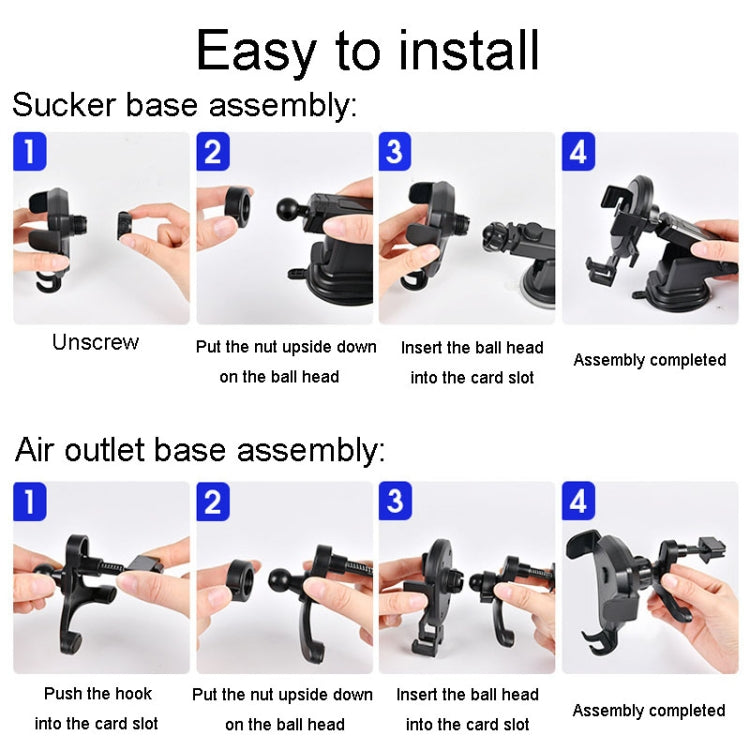Carbon Fiber Automotive Phone Holder Car Navigation Bracket Telescopic Model, Specification: Air Outlet(Love Model) by buy2fix