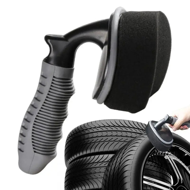 Durable Car Tire Waxing Curved Sponge Brush(Sponge+Handle) - Polishing Machine & Accessories by buy2fix | Online Shopping UK | buy2fix