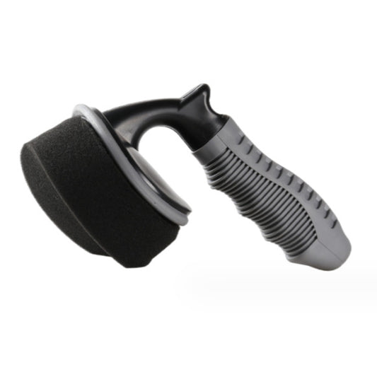 Durable Car Tire Waxing Curved Sponge Brush(Sponge+Handle) by buy2fix