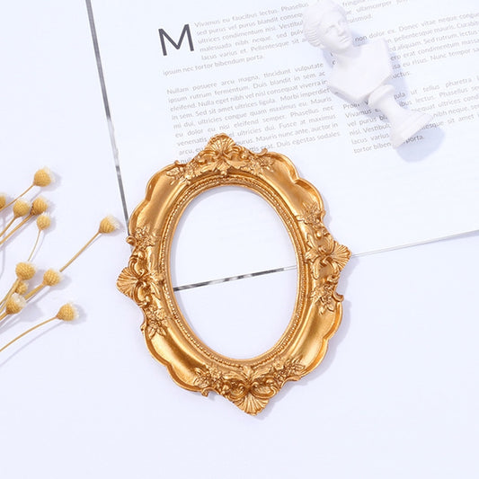 Vintage Gold Resin Mini Photo Frame Earrings Jewelry Decoration Photo Props(Oval) by buy2fix