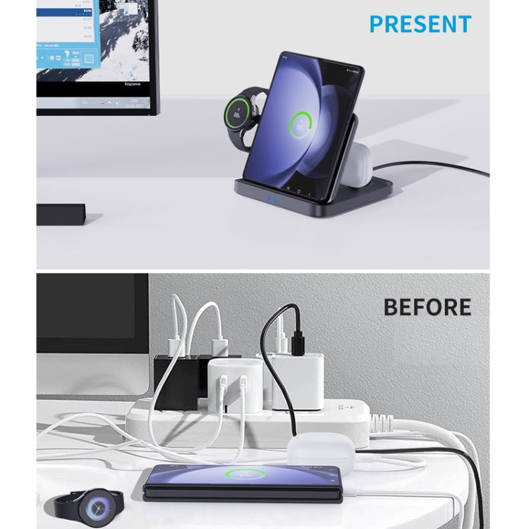 3 In 1 Wireless Charger For Samsung Galaxy Z Fold Mobile Phone Earphones & Smart Watches(Black) - Wireless Charger by buy2fix | Online Shopping UK | buy2fix
