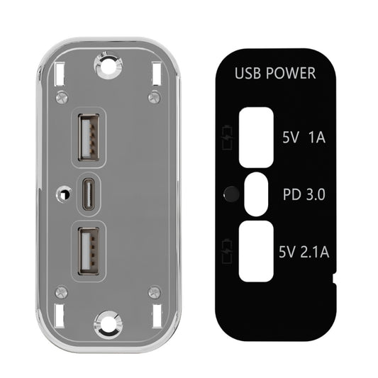 12/24V USB+Type-C Car, RV, Boat Mobile Phone Charger Modification(Silver 2.1A+1A+PD3.0) by buy2fix