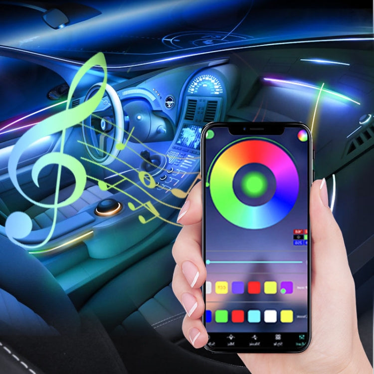Car Interior Fiber Optic Cold Light RGB Ambient Lamp Center Phantom Footwell Atmosphere Lights, Style: One To Two 110cm+35cm(Colorful Double Control) - Atmosphere lights by buy2fix | Online Shopping UK | buy2fix