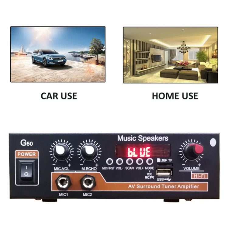Bluetooth Built-in Recording Microphone USB Flash Drive Digital Dual-purpose Power Amplifier(EU Plug 220V) - Car Amplifiers by buy2fix | Online Shopping UK | buy2fix