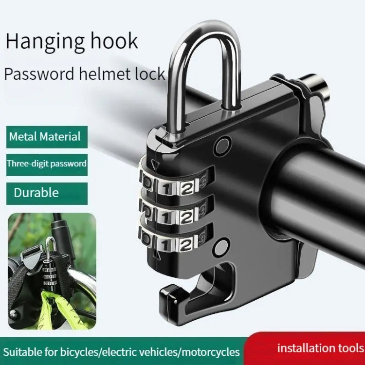 Motorcycle Helmet Anti-Theft Lock Fixed Helmet Combination Padlock, Color: Black - Theft Protection by buy2fix | Online Shopping UK | buy2fix