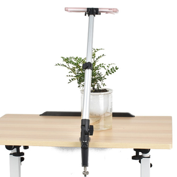 Aluminum Tube Cell Phone Live Streaming Telescopic Pole Desktop C-Clip Cell Phone Overhead Photo Holder, Size: Bracket+Phone Clip(Silver Gray) by buy2fix