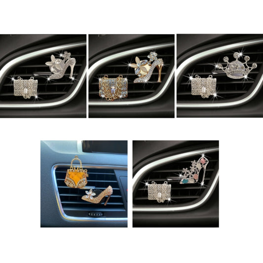 2pcs/Set Car Air Outlet Diamond-Encrusted Decoration Aromatherapy Clip, Color: Bag+Color High Heels by buy2fix