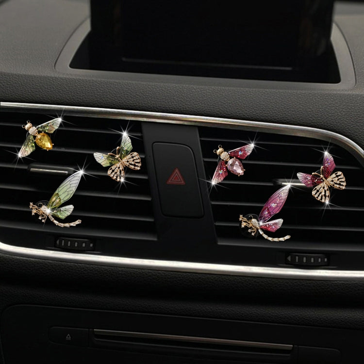 3pcs/set Metal Butterfly Dragonfly Bee Car Air Vent Aromatherapy Decorative Clip(Rose Red) - Air Freshener by buy2fix | Online Shopping UK | buy2fix