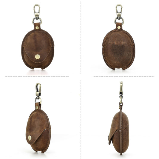 For Huawei FreeBuds 5 CONTACTS FAMILY CF1170 Cowhide Anti-Fall Bluetooth Earphone Protective Case(Coffee) by CONTACTS FAMILY