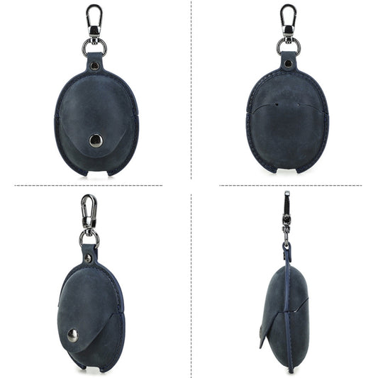 For Huawei FreeBuds 5 CONTACTS FAMILY CF1170 Cowhide Anti-Fall Bluetooth Earphone Protective Case(Blue) by CONTACTS FAMILY