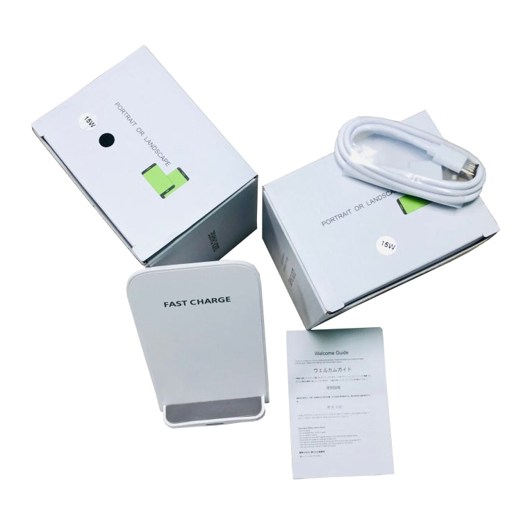 15W Desktop Wireless Charger Mobile Phone Wireless Fast Charging Bracket(White) by buy2fix