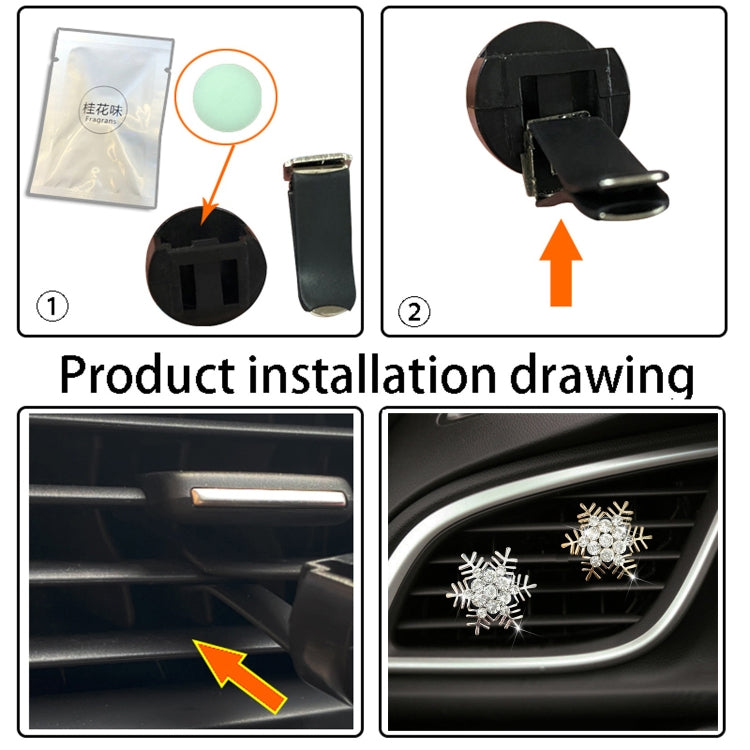 Rhinestone Metal Snowflake Car Air Vent Aromatherapy Decorative Clip(Gold) by buy2fix