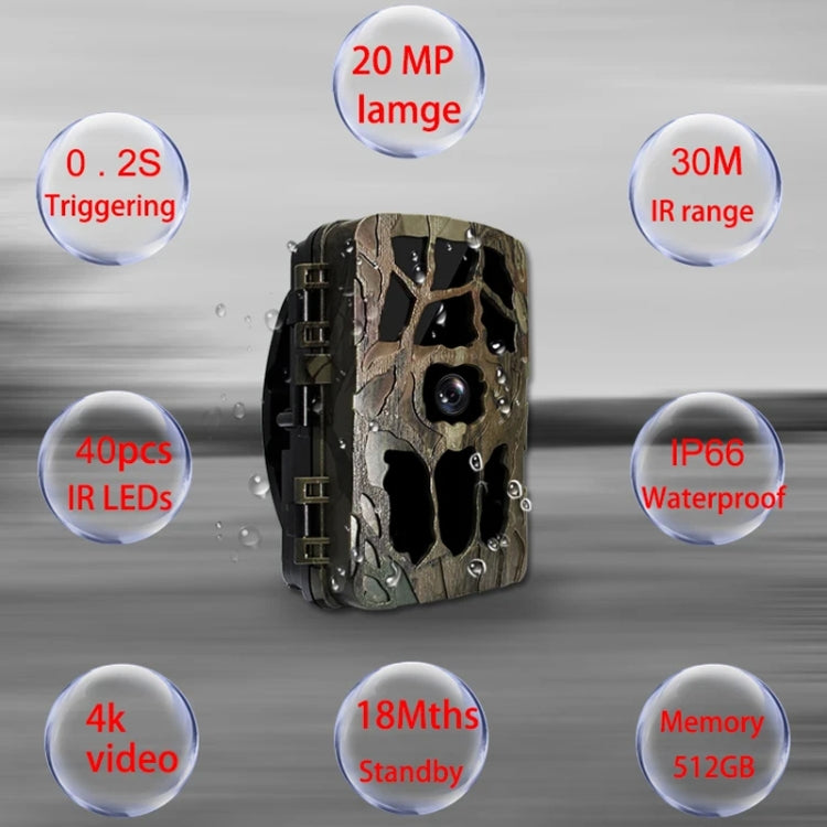 H982 4K Infrared Waterproof Induction Night Vision Monitor Animal HD Outdoor Cameras(Camouflage) - Hunting Cameras by buy2fix | Online Shopping UK | buy2fix