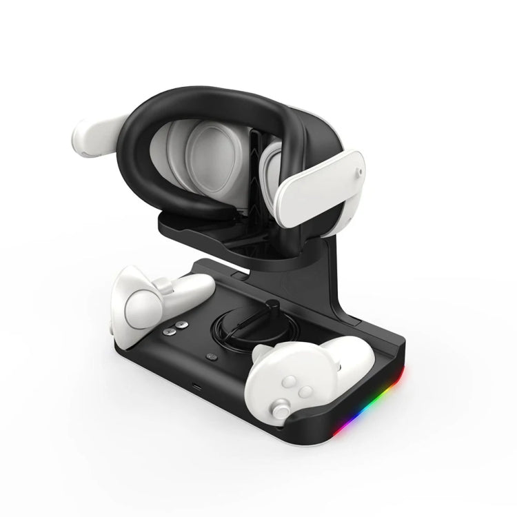 For Meta Quest 3 Headset Charging Base with Dazzle Lights VR Grip Charging Stand(White) - VR Accessories by buy2fix | Online Shopping UK | buy2fix