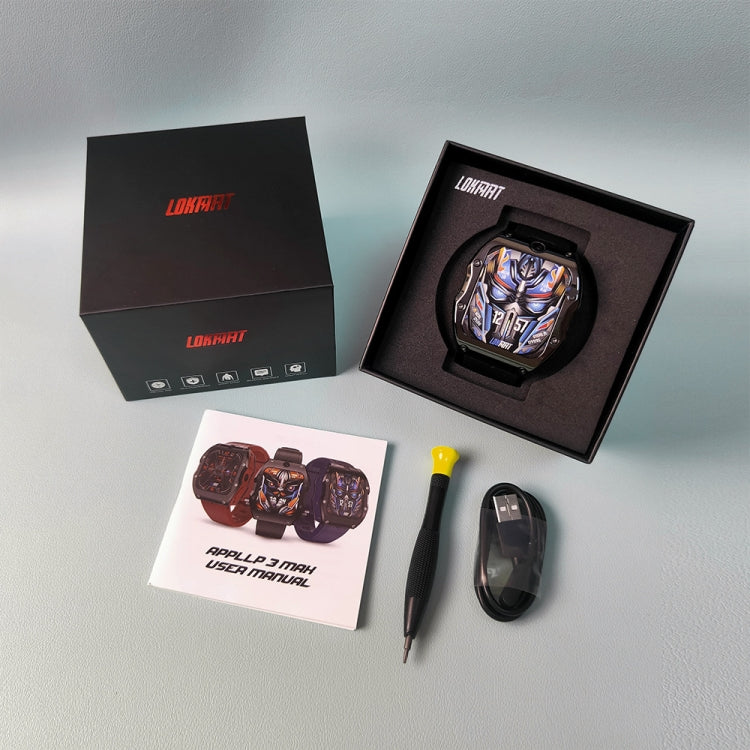 LOKMAT Appllp 3 Max 2.02-Inch Plug Card 4G Call Waterproof Sport Smart Watch With SOS(Black) by LOKMAT