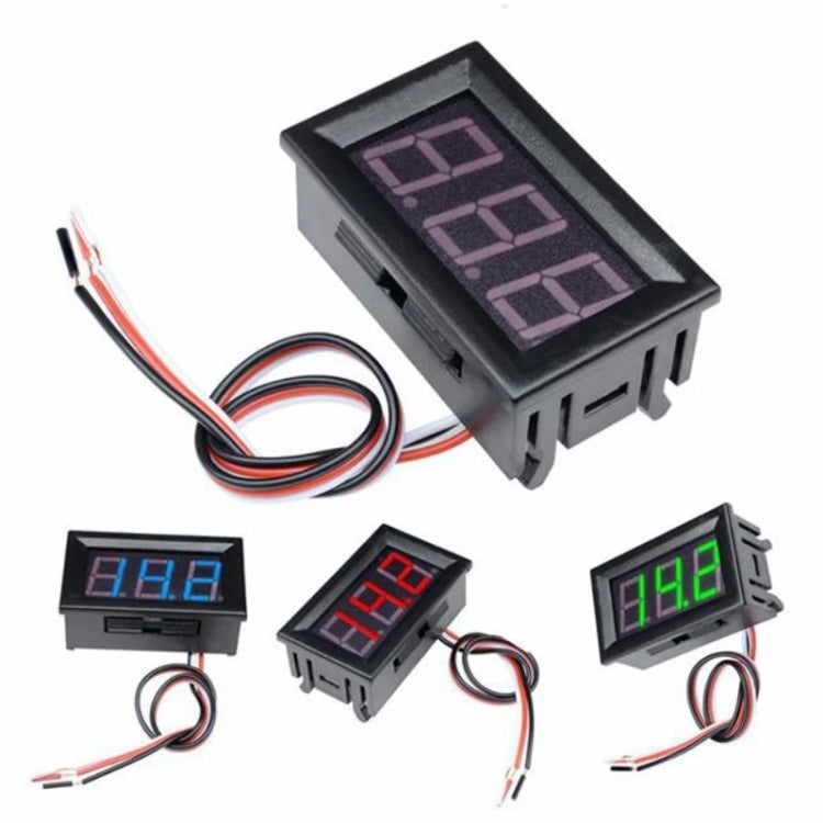 0V-30V 3 Wire DC Voltmeter Terminal 0.56 Inch LED Digital Voltmeter Accessories Reverse Connection Protection, Color: Green - Current & Voltage Tester by buy2fix | Online Shopping UK | buy2fix