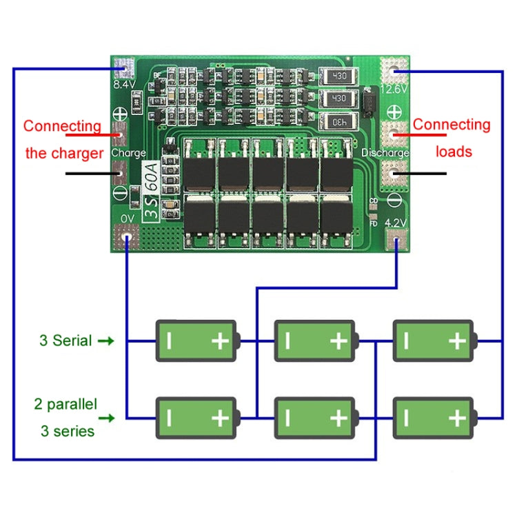 3S 11.1V 12.6V 60A 18650 Li-Ion Battery Charger Protection Board(Balanced) - Sensor Module by buy2fix | Online Shopping UK | buy2fix