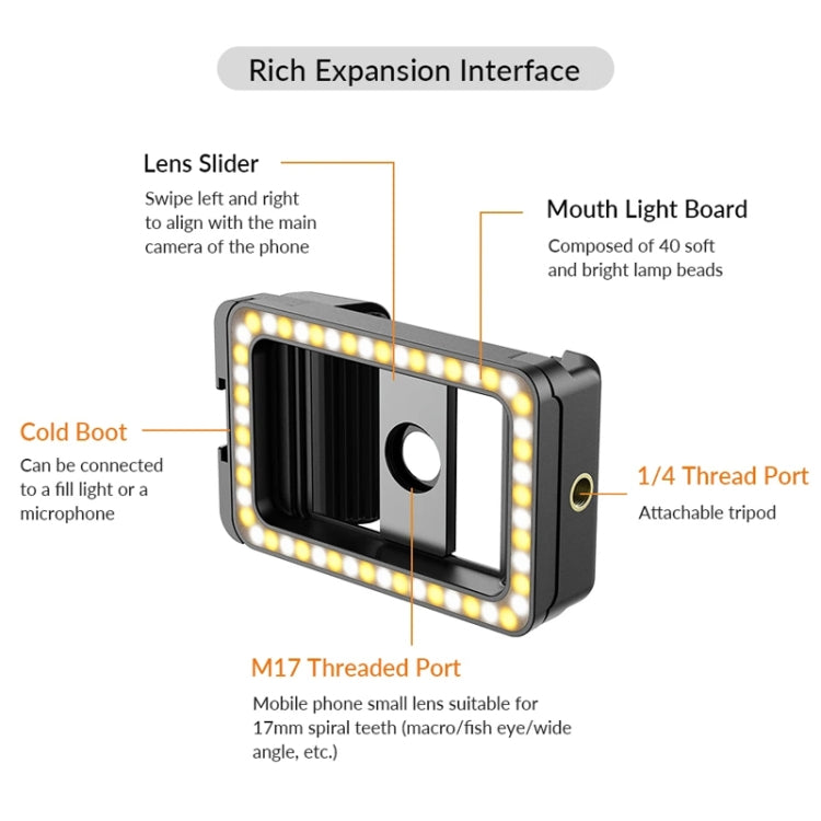 APEXEL Multifunctional Fill Light Phone Clip With 1/4 Inch & M17 M37 Thread Tnterface APL-FL.23 - Selfie Light by APEXEL | Online Shopping UK | buy2fix