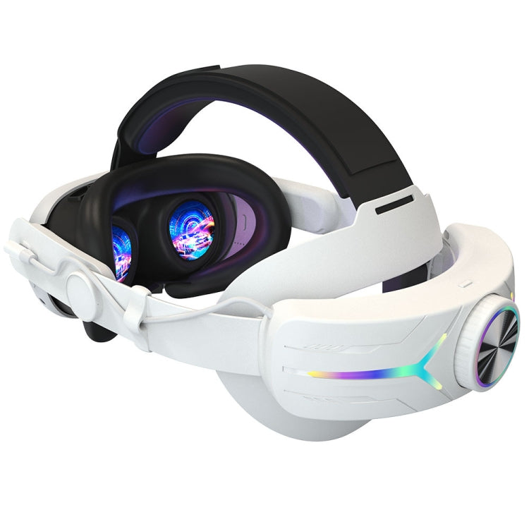 For Meta Quest 3 USB Rechargeable RGB Lighting Effect Adjustable Foldable Headset(White) - VR Accessories by buy2fix | Online Shopping UK | buy2fix
