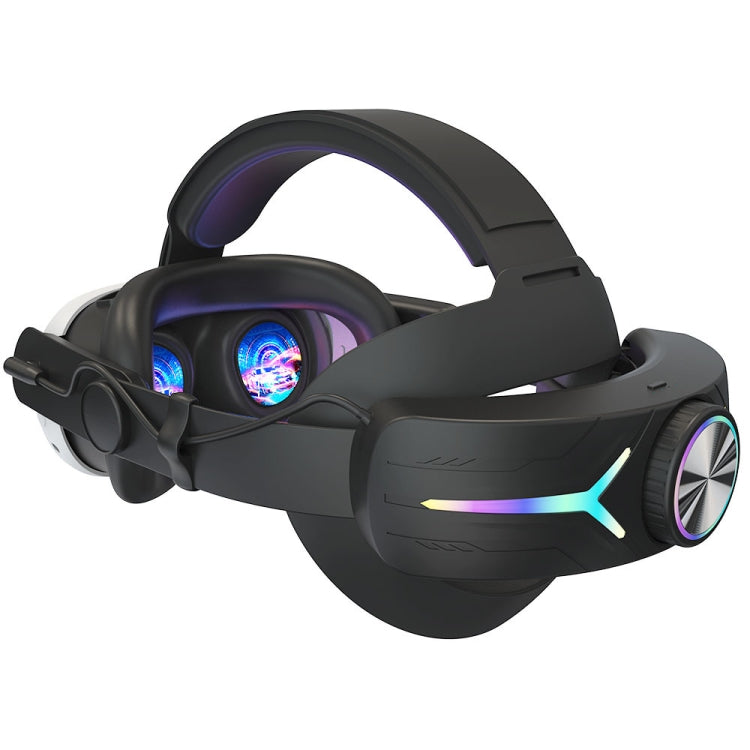 For Meta Quest 3 USB Rechargeable RGB Lighting Effect Adjustable Foldable Headset(Black) - VR Accessories by buy2fix | Online Shopping UK | buy2fix