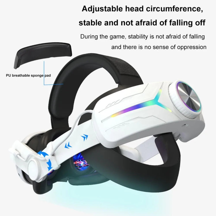 For Meta Quest 3 USB Rechargeable RGB Lighting Effect Adjustable Foldable Headset(White) - VR Accessories by buy2fix | Online Shopping UK | buy2fix