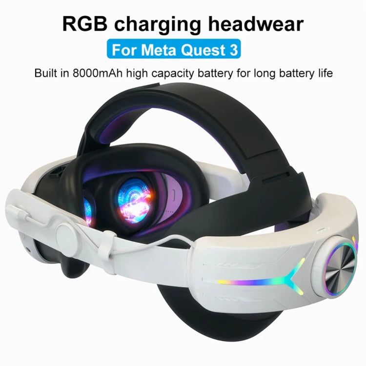 For Meta Quest 3 USB Rechargeable RGB Lighting Effect Adjustable Foldable Headset(Elite) - VR Accessories by buy2fix | Online Shopping UK | buy2fix
