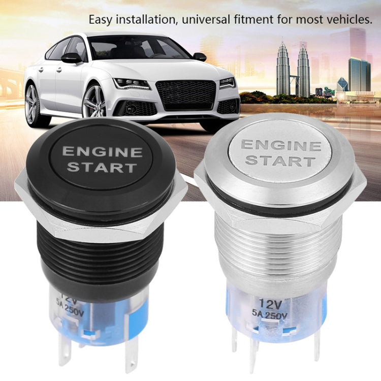 19MM Car Modification One-Button Start Switch Waterproof LED Metal Button(Silver) by buy2fix