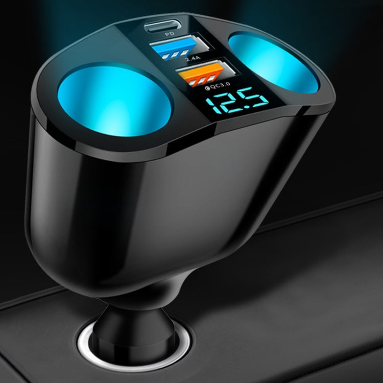 Dual USB Type-C Real-time Digital Display Cigarette Lighter Expansion Car Charger, Model: QC3.0+2.4A Dual A+C by buy2fix