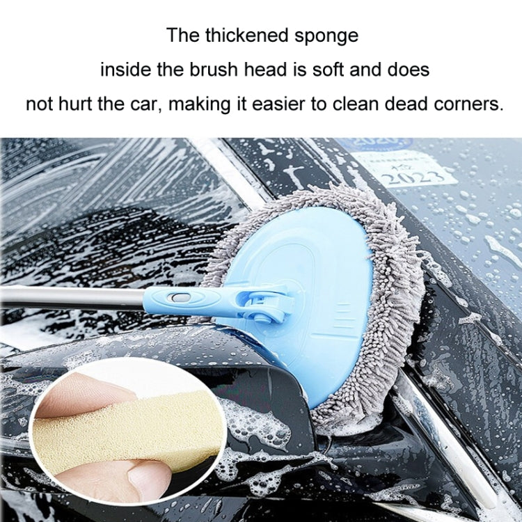 Car Chenille Curved Handle Telescopic Car Wash Soft Bristle Mop(Blue) - Car washing supplies by buy2fix | Online Shopping UK | buy2fix